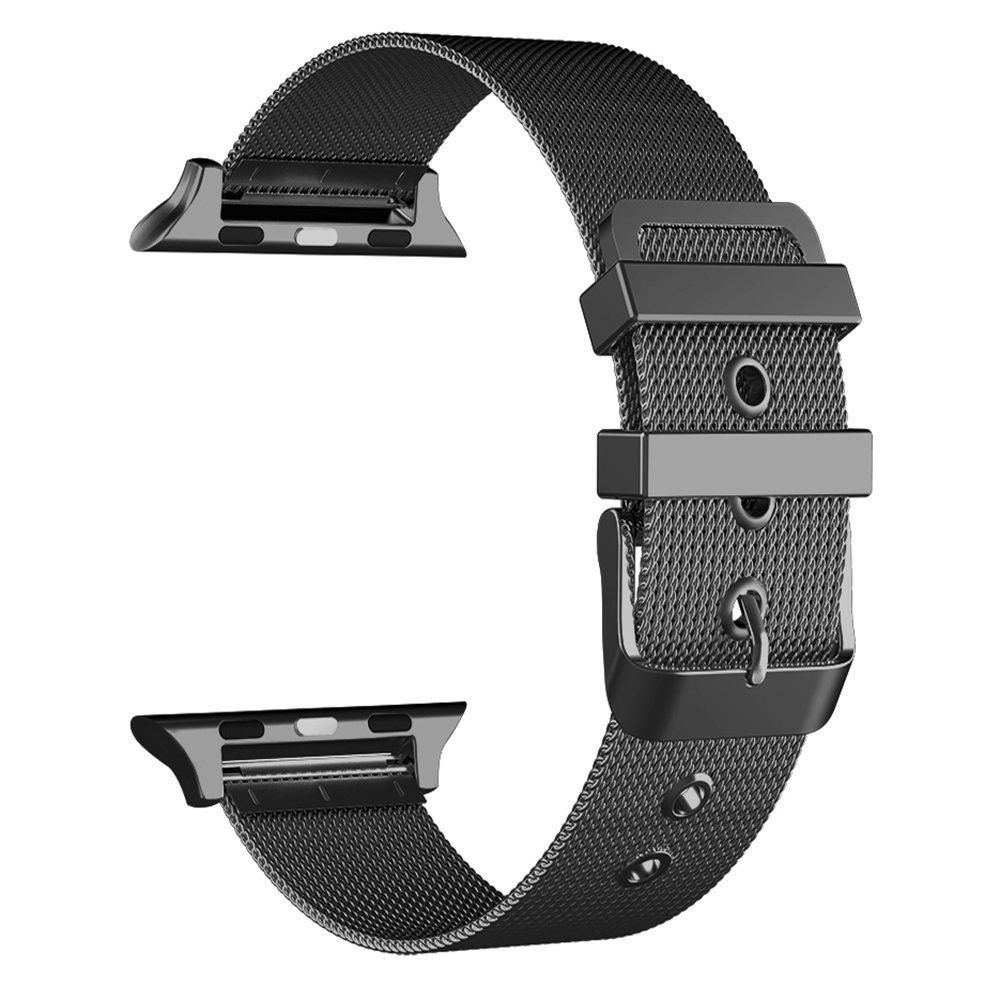 Wewoo - Pour Apple Watch Series 5 & 4 40 mm / 3 & 2 & 1 38 mm Bracelet milanais en acier inoxydable à double boucle noir - Accessoires montres connectées