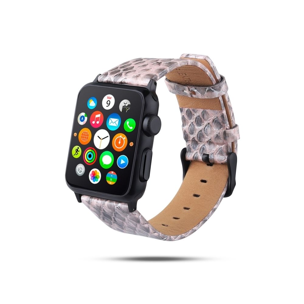 Wewoo - Bracelet en cuir pleine fleur avec texture de la peau de serpent pour Apple Watch séries 4 40 mm et séries 3 et 2 et 1 38 mm rose pâle - Accessoires Apple Watch