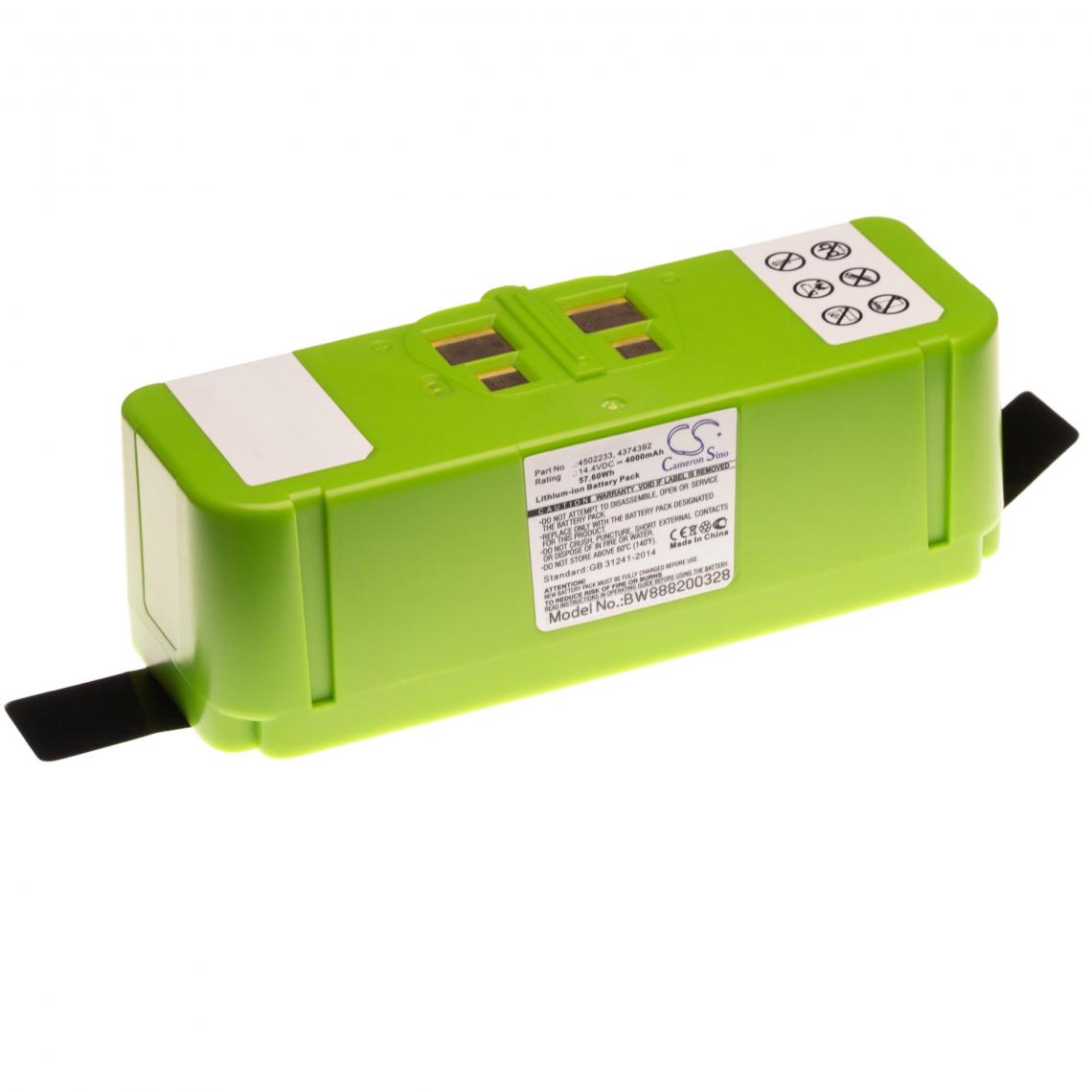 Vhbw - vhbw Batterie remplacement pour iRobot 2130LI, 4374392, 4376392, 4462425, 4502233 pour aspirateur, robot électroménager (4000mAh, 14,4V) - Accessoire entretien des sols