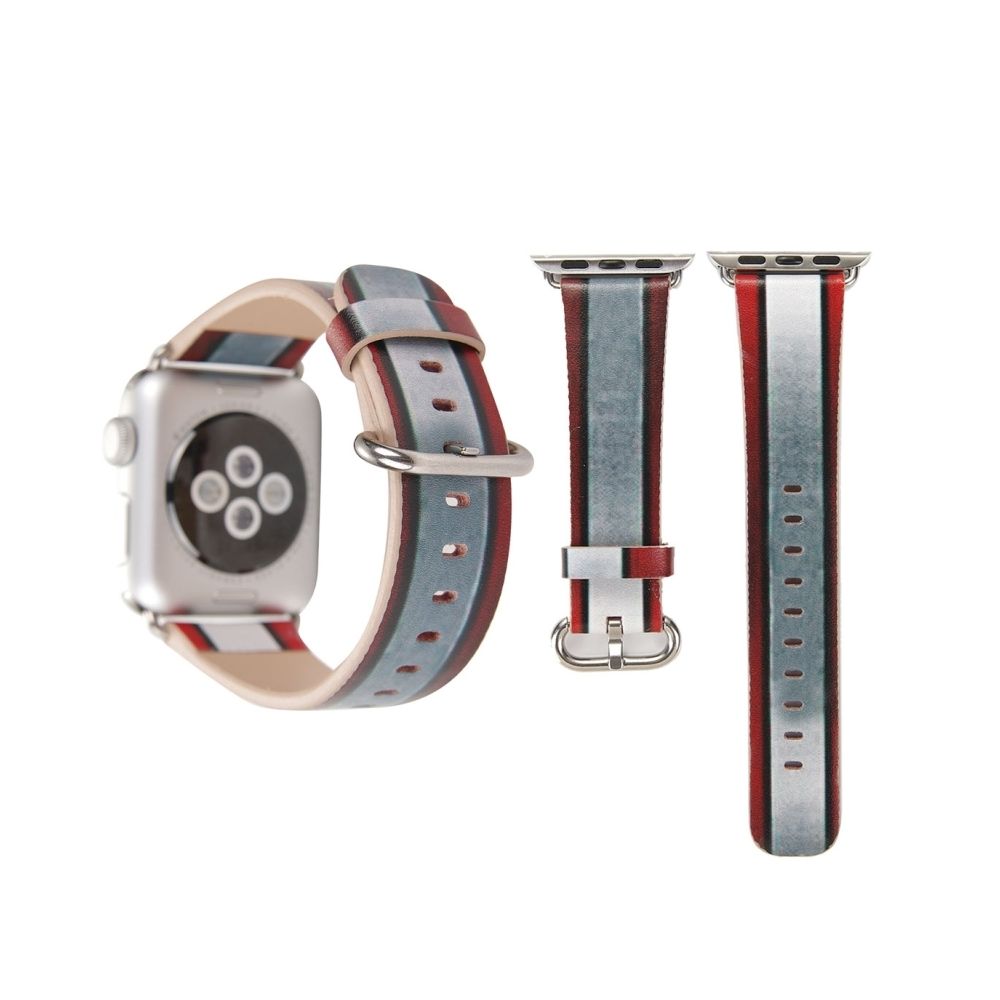 Wewoo - Bracelet rouge et gris pour Apple Watch Series 3 & 2 & 1 42mm + Bande Motif PU En Cuir Montre - Accessoires Apple Watch