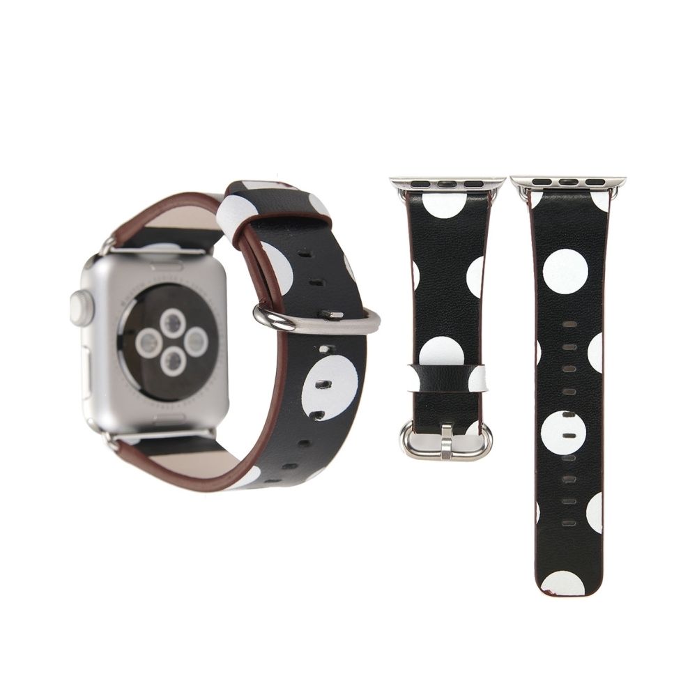 Wewoo - Bracelet noir et blanc pour Apple Watch Series 3 & 2 & 1 42mm fond point motif PU en cuir montre-bracelet - Accessoires Apple Watch