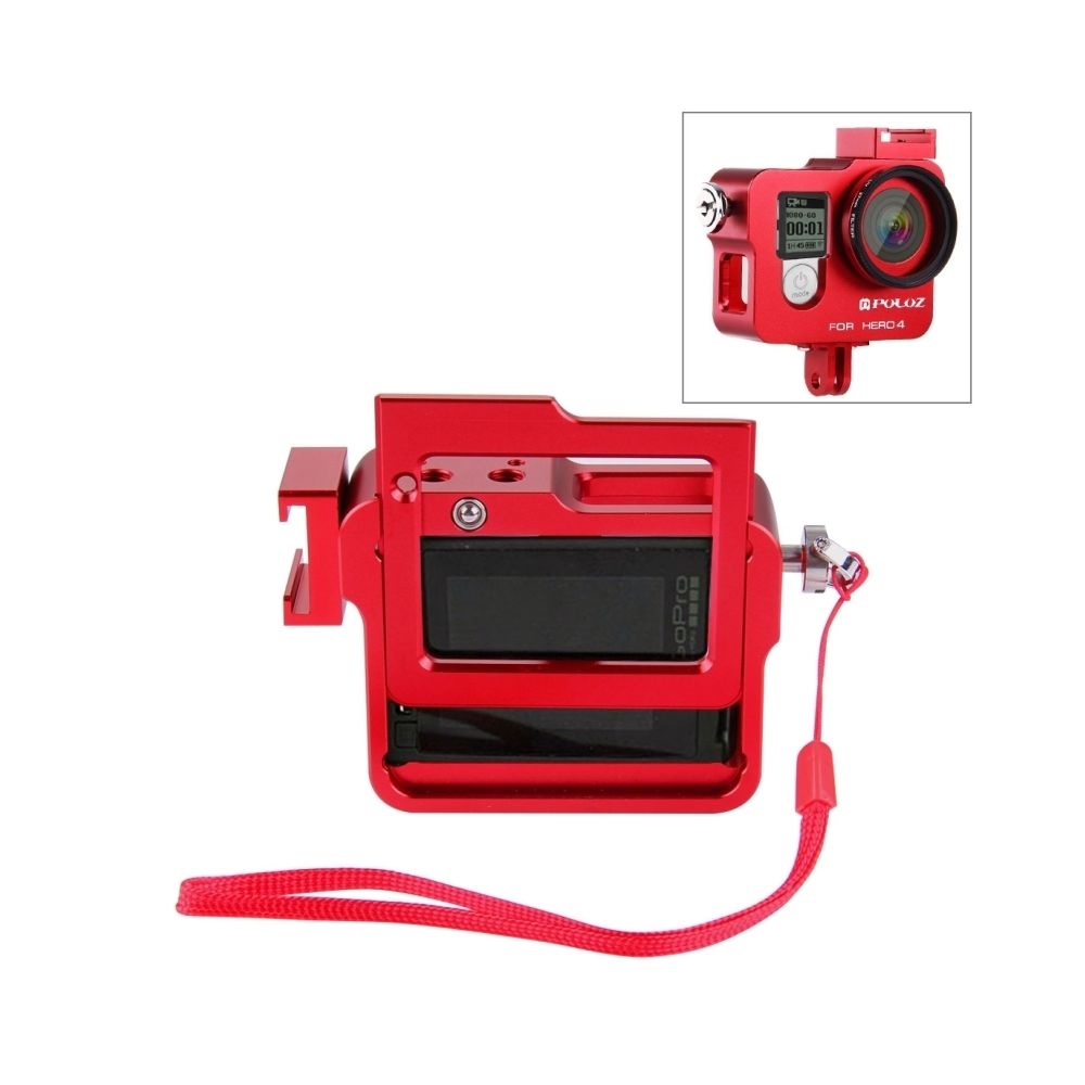 Wewoo - Pour GoPro HERO4 rouge Housing Shell CNC alliage d'aluminium Cage de protection avec cadre d'assurance et lentille UV bouchon d'objectif ACH-416018 - Caméras Sportives