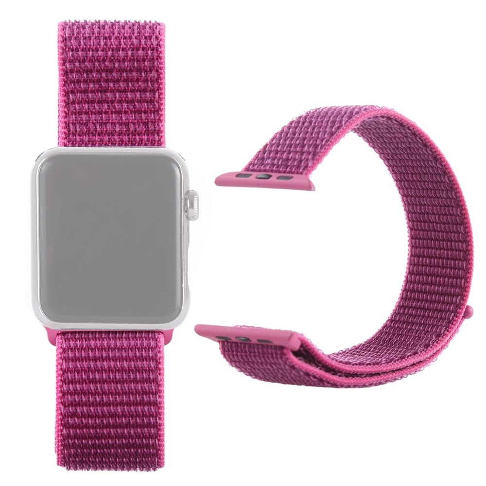 Wewoo - Bracelet de montre en nylon de mode simple pour Apple Watch Series 5 et 4 40 mm / 3 et 2 et 1 38 mm, avec bâton magique (rouge violet) - Accessoires Apple Watch