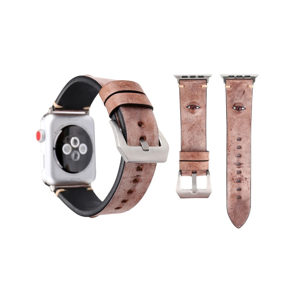 Wewoo - Bracelet rose pour Apple Watch Series 3 & 2 & 1 38mm Simple Mode Peau de Vache Grand Yeux Motif de Montre - Accessoires Apple Watch