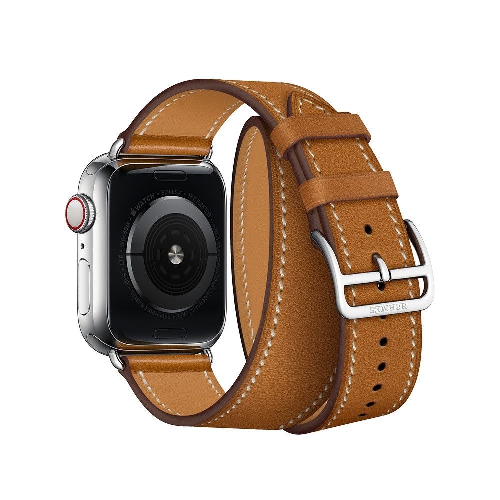 Wewoo - Pour Apple Watch Bracelet en cuir à double boucle universelle cuirgénération 42mm brun - Accessoires Apple Watch
