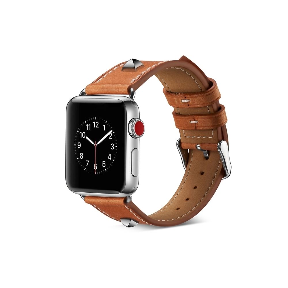 Wewoo - Bracelet montre en cuir véritable pour Apple Watch séries 4 & 3 & 2 & 1 42mm & 44mm (Marron) - Accessoires Apple Watch