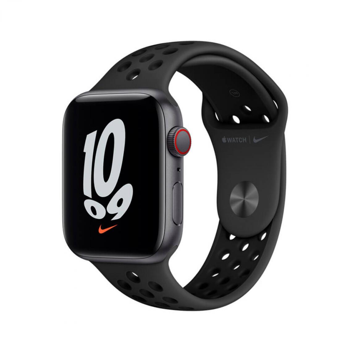 Apple - Apple Watch SE Nike (GPS + Cellulaire) 44mm Aluminium Gris Espace et Noir Anthracite Bande Sport - Apple Watch