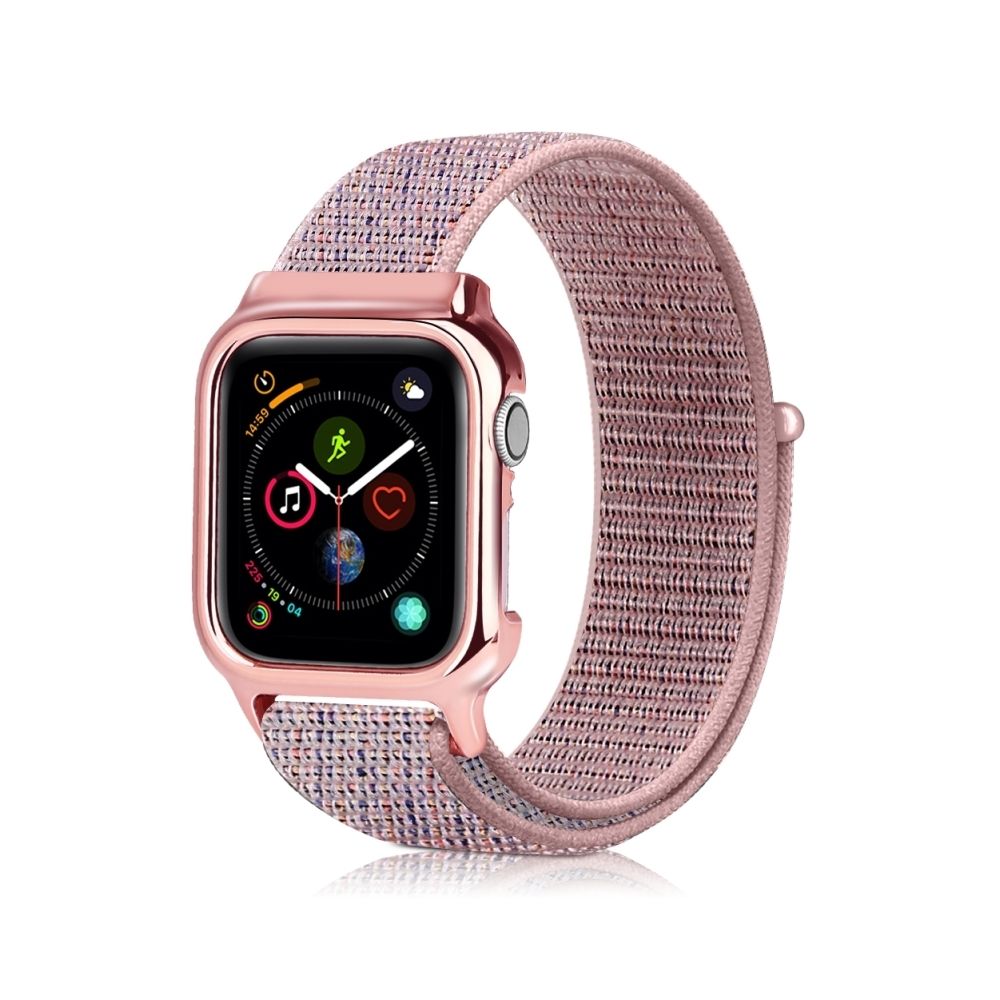 Wewoo - Bracelet de montre simple en nylon avec cadre pour Apple Watch série 4 40 mm rose - Accessoires Apple Watch