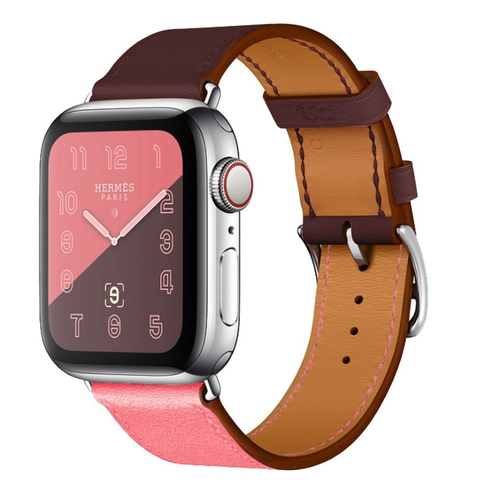 Wewoo - Bracelet de montre en cuir bicolore à boucle unique pour Apple Watch séries 3 et 2 et 1 42 mmrose + vin rouge - Accessoires montres connectées