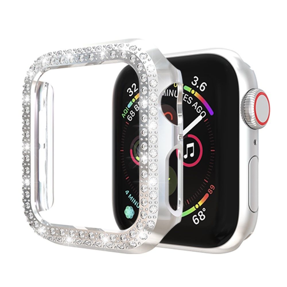 marque generique - Coque en TPU décor en strass à deux rangées argent pour votre Apple Watch Series 4 44mm - Accessoires bracelet connecté