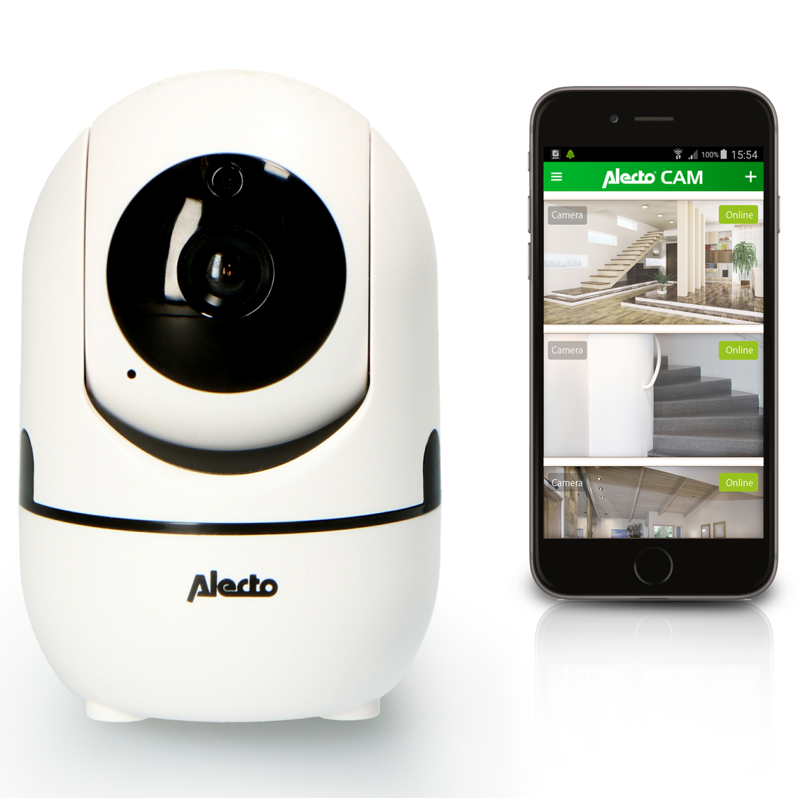 Alecto - Caméra Wi-fi DVC-165+ Blanc - Caméra de surveillance connectée