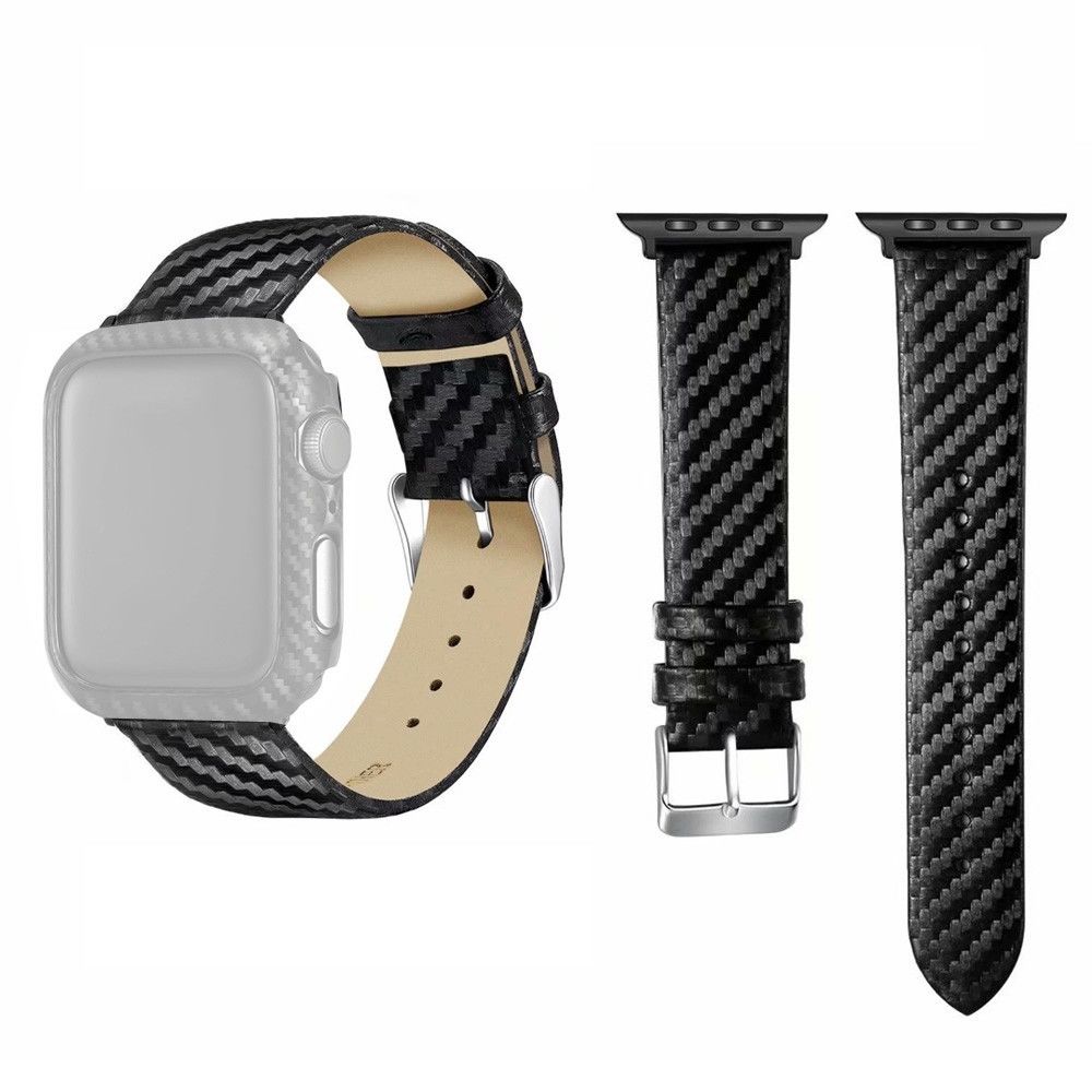 Wewoo - Bracelet en cuir de carbone pour Apple Watch séries 5 et 4 44 mm / 3 et 2 et 1 42 mm - Accessoires montres connectées