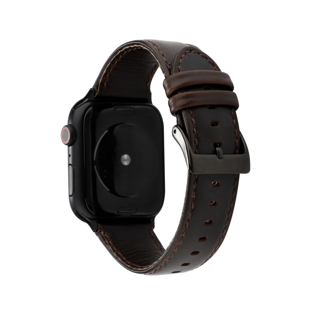 Wewoo - Pour Apple Watch Series 5 & 4 40mm / 3 & 2 & 1 38mm Oil Wax Crazy Horse Texture Bracelet en cuir véritable café - Accessoires Apple Watch