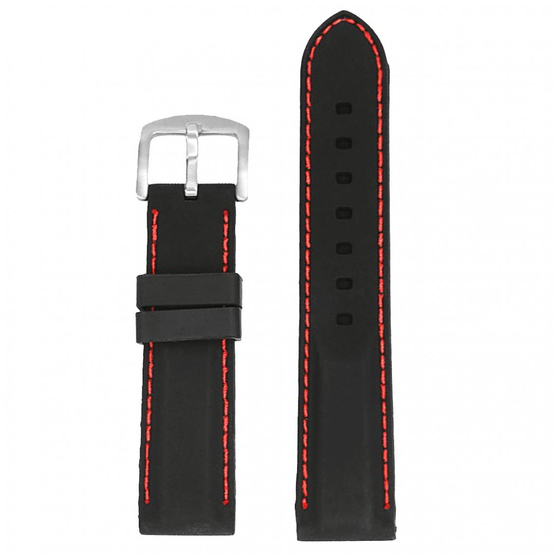 marque generique - silicone noir sport de point rouge smart pour bande de montre samsung remplacer 24mm - Accessoires montres connectées