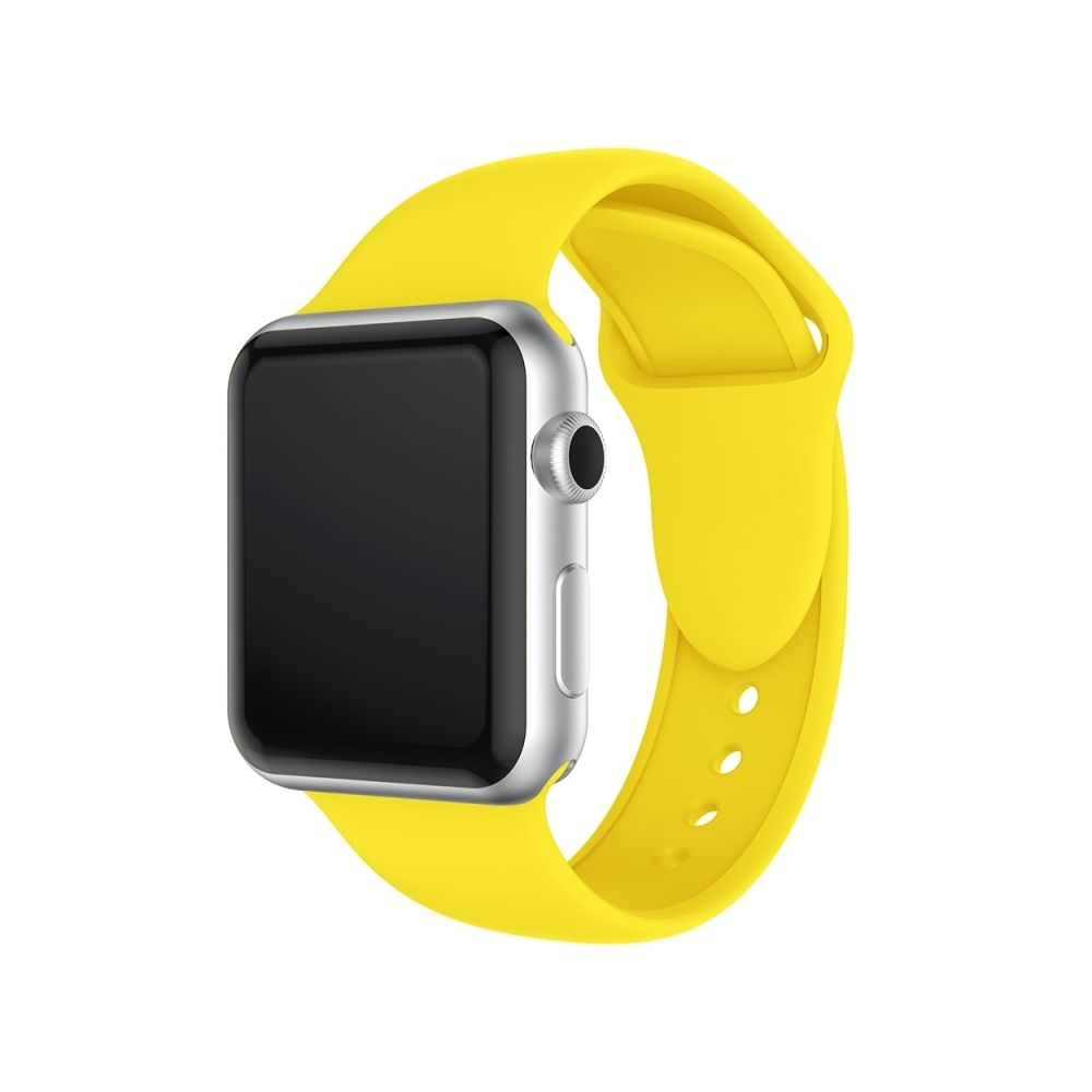 Wewoo - Bracelet en silicone à double rivets pour Apple Watch séries 3 et 2 1 42 mm (Jaune) - Accessoires Apple Watch