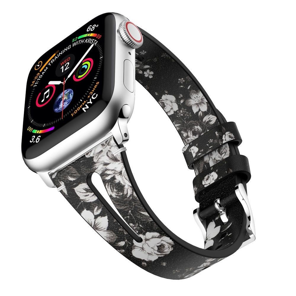 Wewoo - Bracelet en cuir forme de goutte d'eau pour montre-bracelet Apple Watch séries 43 et 2 et 1 et 38 mm noir et gris - Accessoires montres connectées