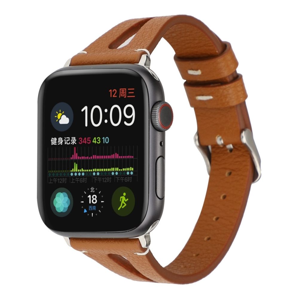 Wewoo - Bracelet en cuir simple forme de V pour Apple Watch séries 5 et 4 44 mm / 3 et 2 et 1 42 mm Marron - Accessoires montres connectées