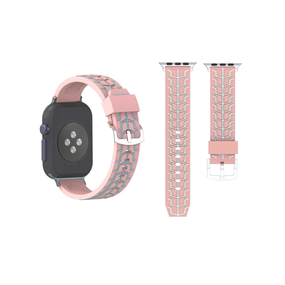 Wewoo - Bracelet rose pour Apple Watch Series 3 & 2 & 1 38mm Fashion Fishbone Motif Silicone de montre - Accessoires Apple Watch