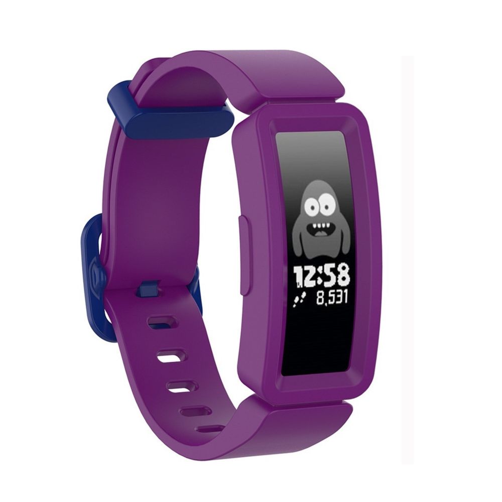 Wewoo - Bracelet pour montre connectée Fitbit Inspire HR / Ace 2 Silicone Smart Watch de remplacement Violet + Boucle bleue - Bracelet connecté