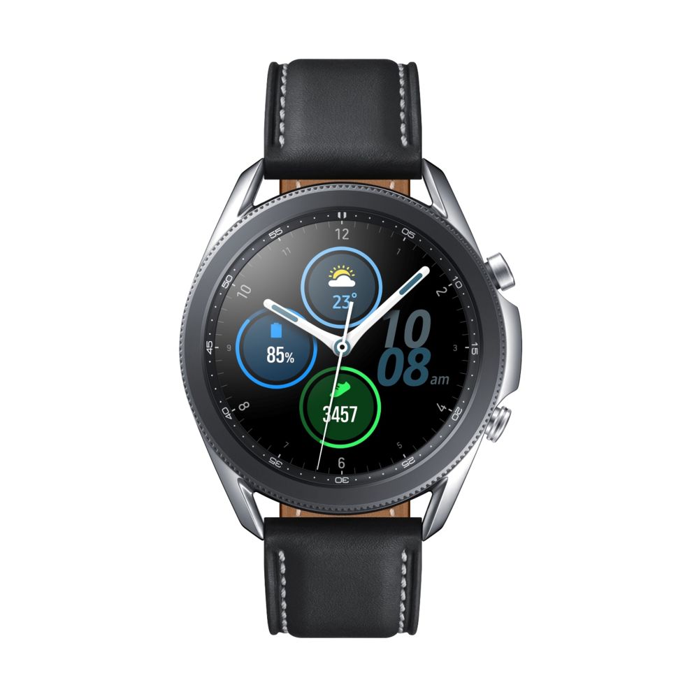 Samsung - Galaxy Watch 3 - 45 mm - SM-R840NZSAEUB - Argent - Bracelet Noir - Montre connectée