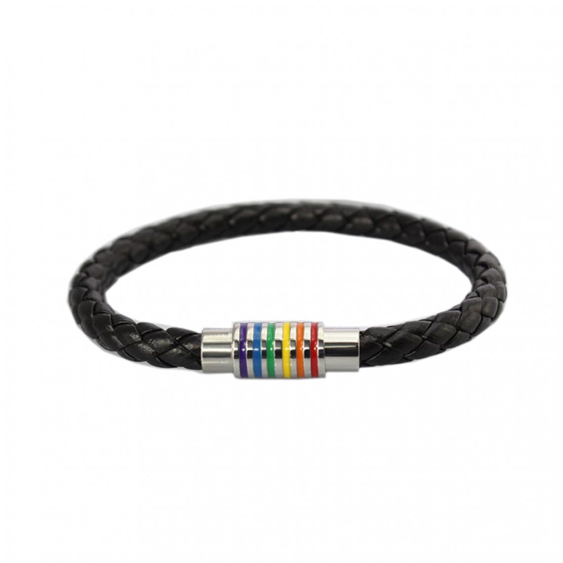 marque generique - Bracelet en Cuir Artificiel Tressé Fermoir Magnétique Noir - Bracelet connecté