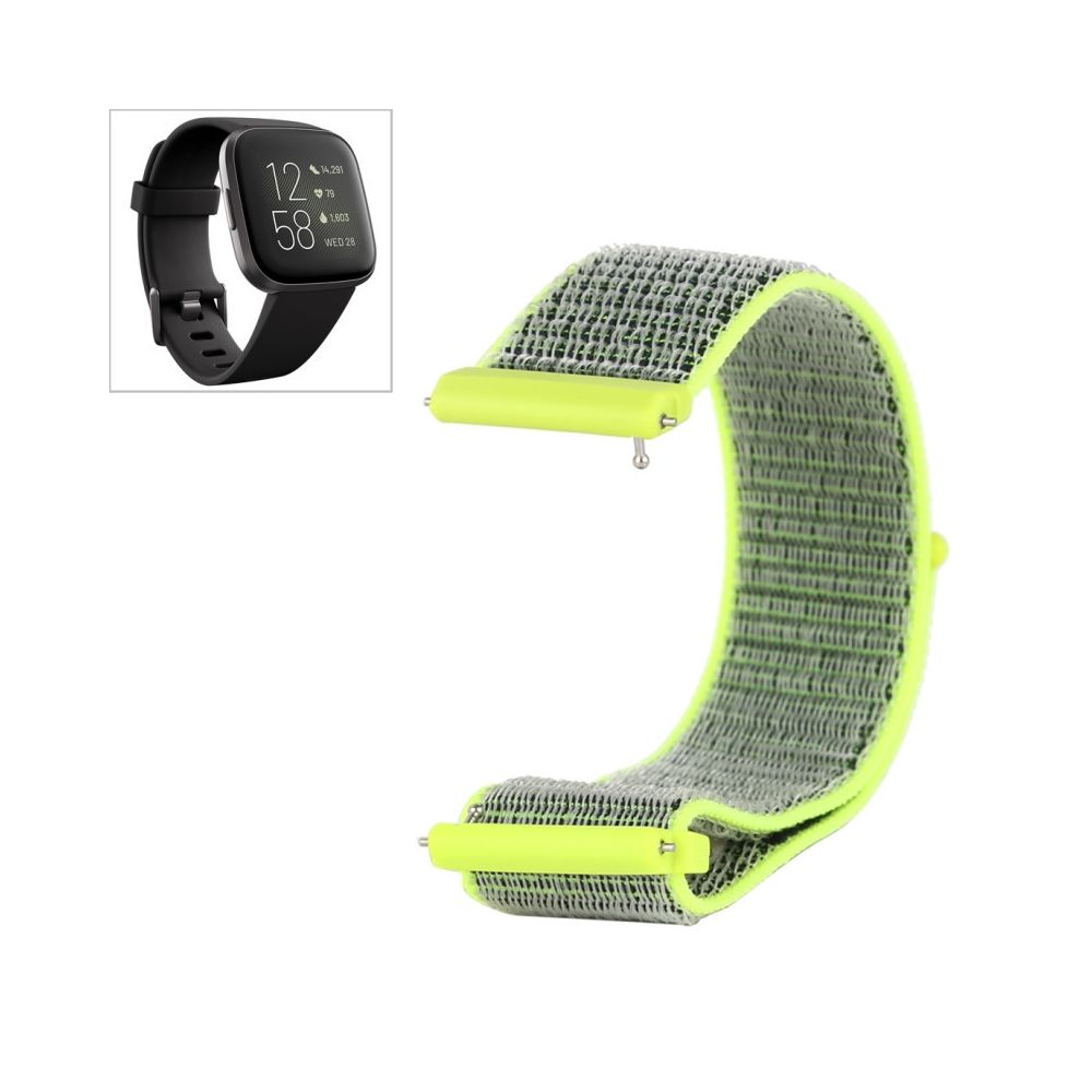 Wewoo - Bracelet pour montre connectée de Fitbit Versa / 2 en nylon avec crochet et fermeture à boucle jaune noir - Bracelet connecté