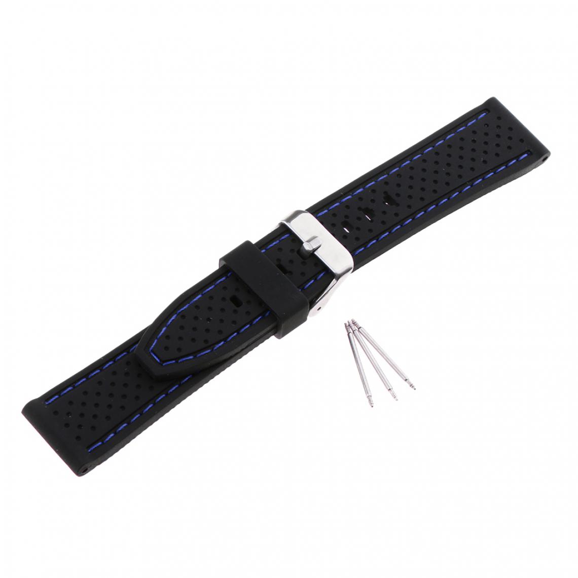 marque generique - silicone étanche sport bracelet bracelet double ligne 20mm ligne noire - Accessoires montres connectées
