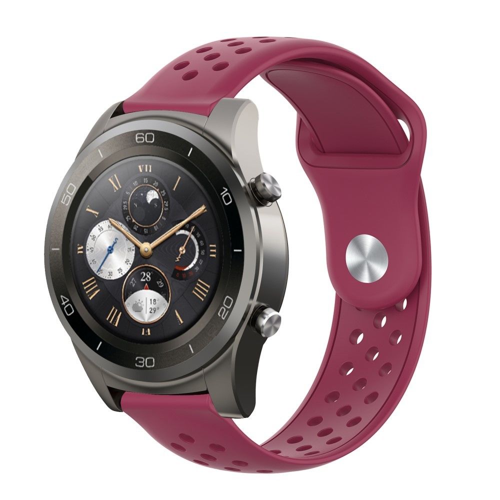 marque generique - Bracelet en silicone Trous respirants de 22 mm rouge vin pour votre Huawei Watch 2 Pro - Accessoires bracelet connecté