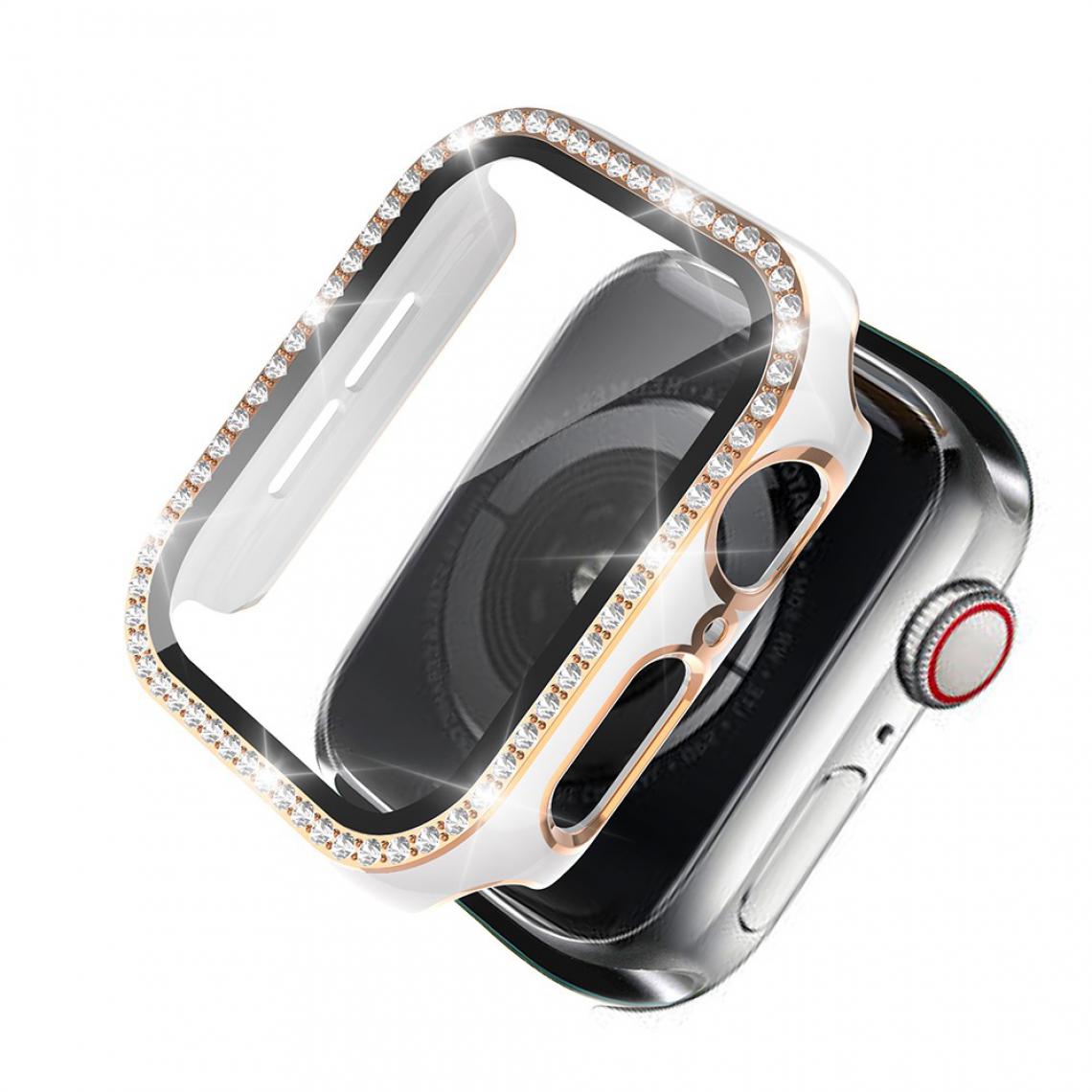 Other - Coque en TPU Cadre en cristal de galvanoplastie Blanc/Or pour votre Apple Watch 4/5/6/SE 40mm - Accessoires bracelet connecté