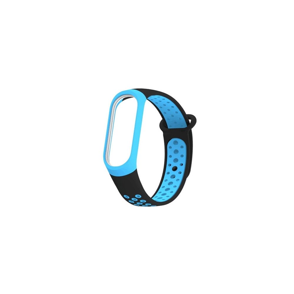 Wewoo - Bracelet pour montre connectée Bande de en silicone coloré Xiaomi Mi Band 3 & 4 Noir Bleu - Bracelet connecté