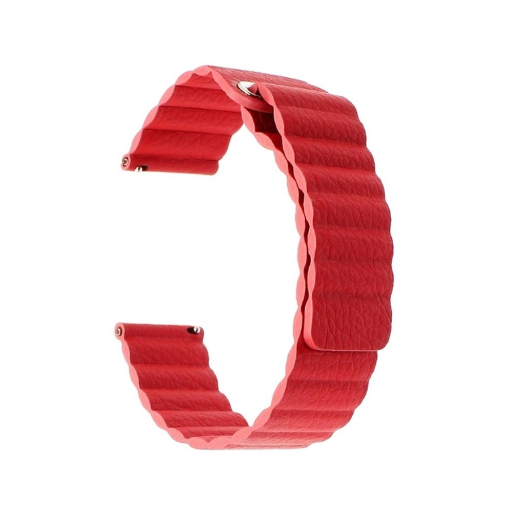 Wewoo - Bracelet pour montre connectée Convient Samsung Gear S2 / Active2 de intelligent de remplacement universel en cuir avec boucle magnétique 20 mm rouge - Bracelet connecté