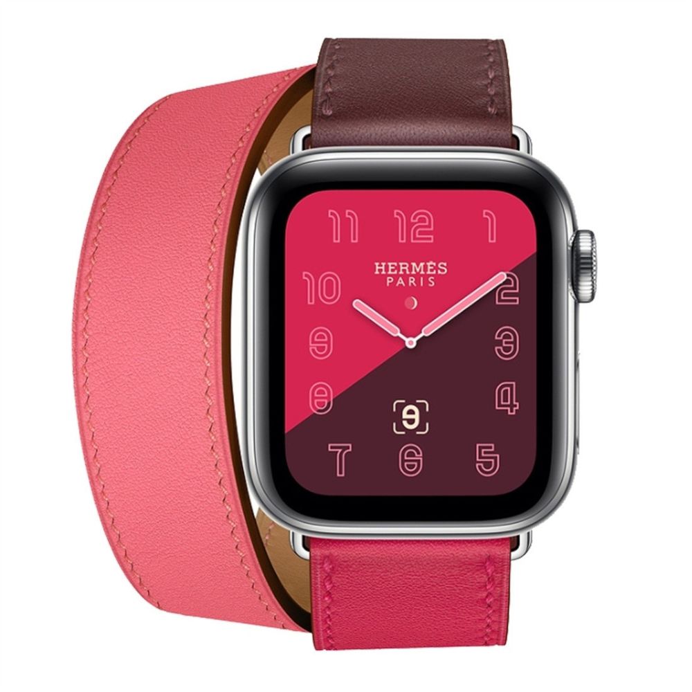 Wewoo - Bracelet de poignet en cuir bicolore à double boucle pour Apple Watch séries 3 et 2 et 1 42 mmvin rouge + rose foncé + pâle - Accessoires montres connectées