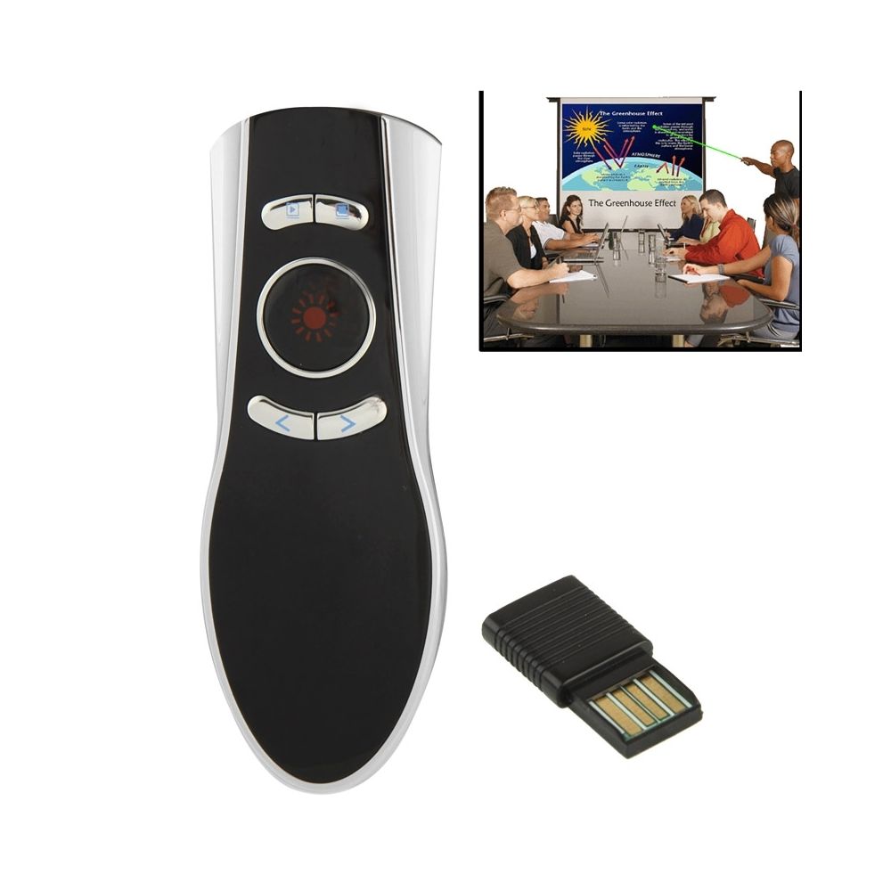 Wewoo - Télécommande noir pour projecteur / PC / ordinateur portable, contrôle distance: 30m 2.4GHz transmission sans fil multimédia présentateur avec pointeur laser et récepteur USB - Accessoires de motorisation