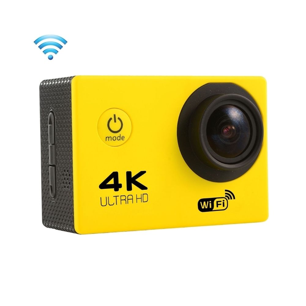 Wewoo - Caméra sport jaune 2.0 pouces Écran 4 K 170 Degrés Grand Angle WiFi Action Caméscope avec Etui Boîtier Imperméable À L'eau, 64 GB Micro SD Carte - Caméras Sportives