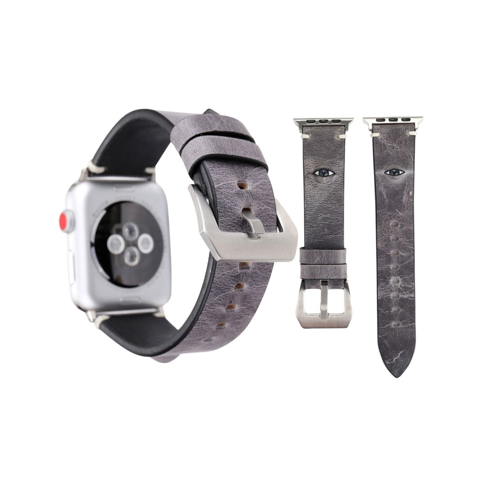 Wewoo - Bracelet gris pour Apple Watch Series 3 & 2 & 1 38mm Simple Mode Peau de Vache Gros Yeux Motif - Accessoires Apple Watch