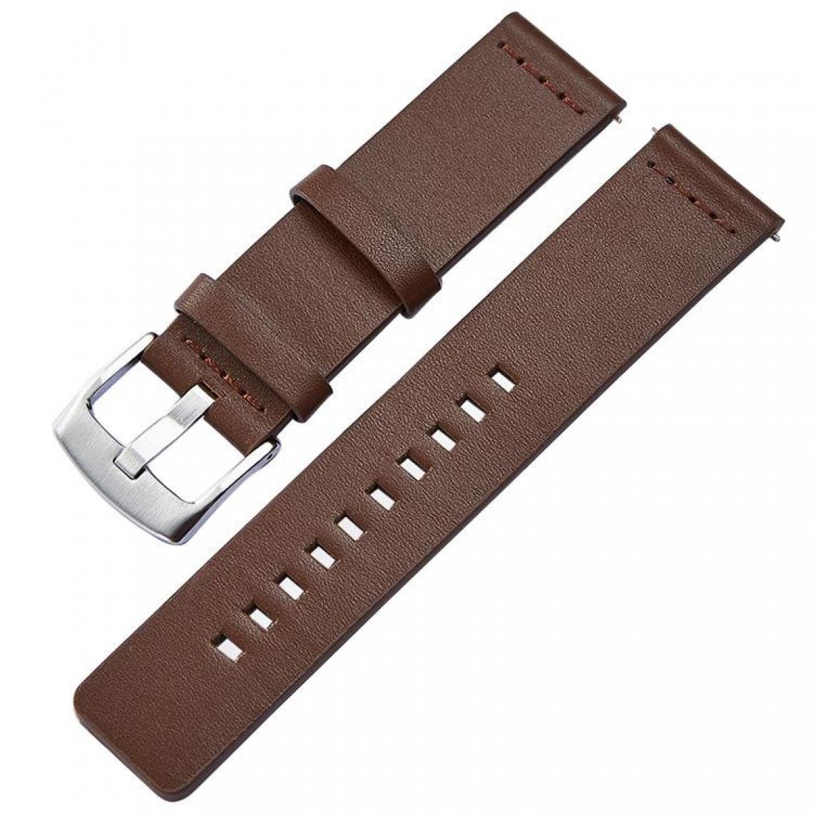 Wewoo - Bracelet pour montre connectée Dragonne en cuir de boucle d'argent de Smartwatch Apple Watch / Galaxy Gear S3 / Moto 360 2ndSpécifications 24mm Brown - Accessoires montres connectées