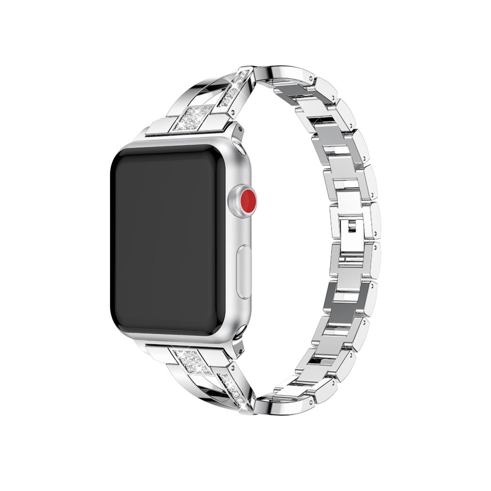 Wewoo - Bracelet pour montre connectée en acier inoxydable massif serti de diamants Apple Watch séries 3 et 2 et 1 42 mm Argent - Bracelet connecté