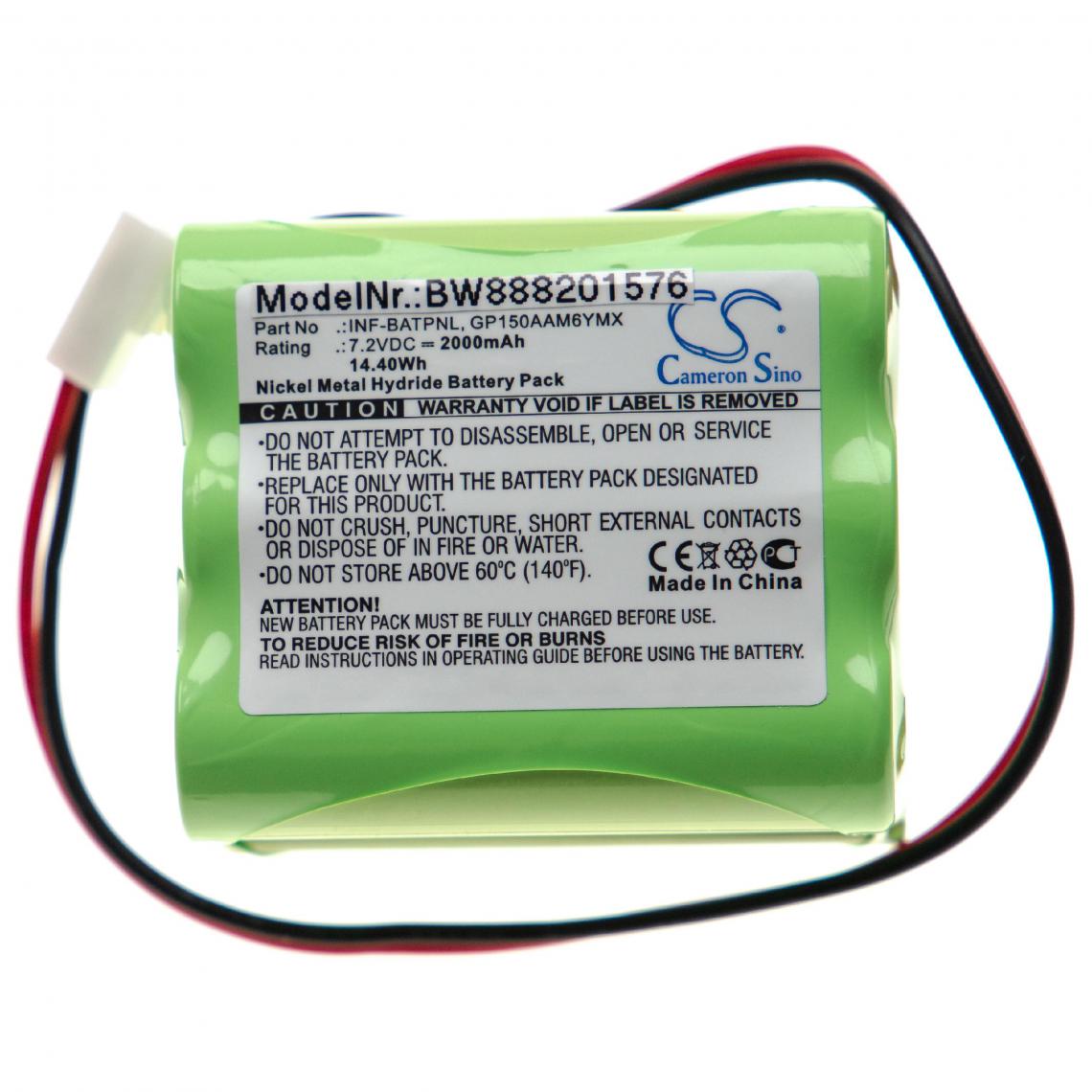 Vhbw - vhbw batterie compatible avec ESP / Marmitek Infinite Prime Control Panel alarme maison/contrôle home security (2000mAh, 7,2V, NiMH) - Autre appareil de mesure