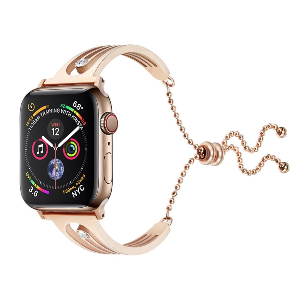 Wewoo - Pour Apple Watch Génération 3/2/1 38mm Universal Bracelet en acier inoxydable avec un diamant or rose - Accessoires montres connectées