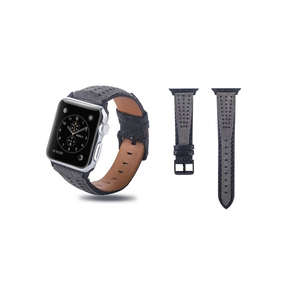 Wewoo - Bande de montre en cuir pleine fleur avec trou rond pour Apple Watch séries 4 et 3 et 2 et 1 38 et 40 mm - Accessoires Apple Watch