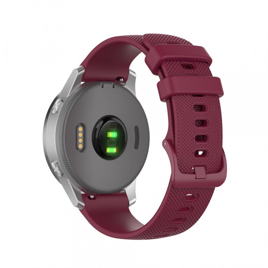 Other - Bracelet en silicone Réglable 20mm rouge vin pour votre Samsung Galaxy Watch 42mm/Garmin Vivoactive 3 - Accessoires bracelet connecté
