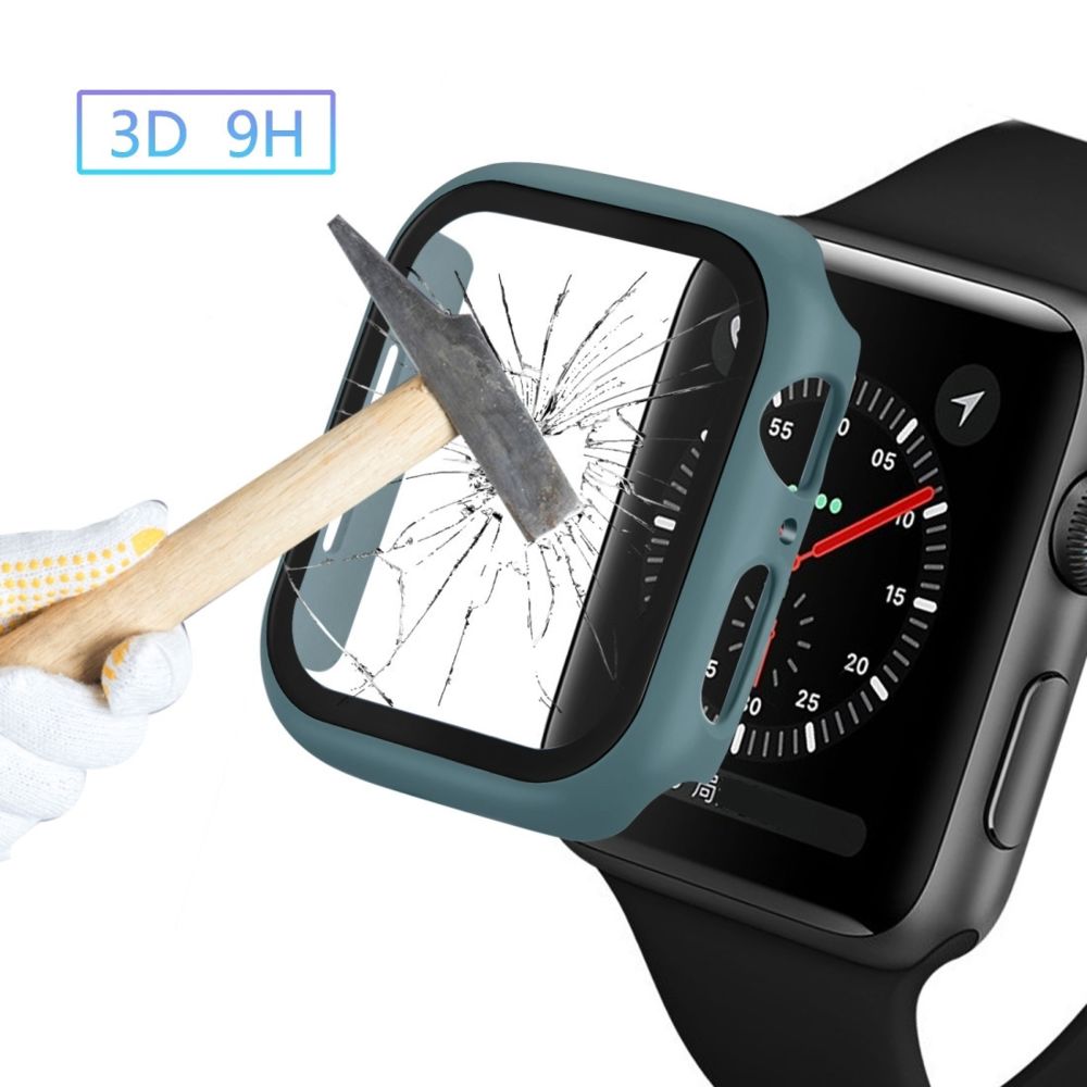 Wewoo - Etui pour PC avec couverture totale + Protecteur en verre trempé Apple Watch série 5/4 40mm Vert - Accessoires montres connectées