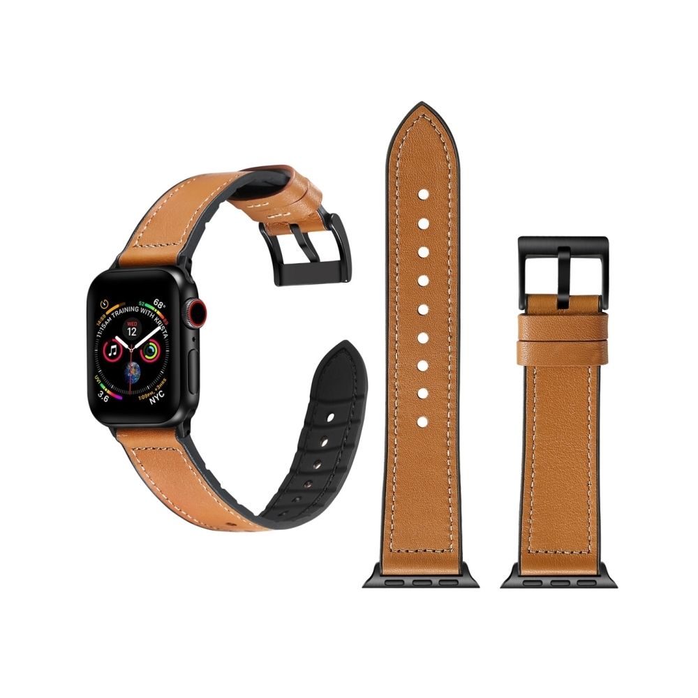 Wewoo - Bracelet en acier inoxydable couleur TPU + pour Apple Watch séries 3 et 2 et 1 42 mm brun - Accessoires Apple Watch