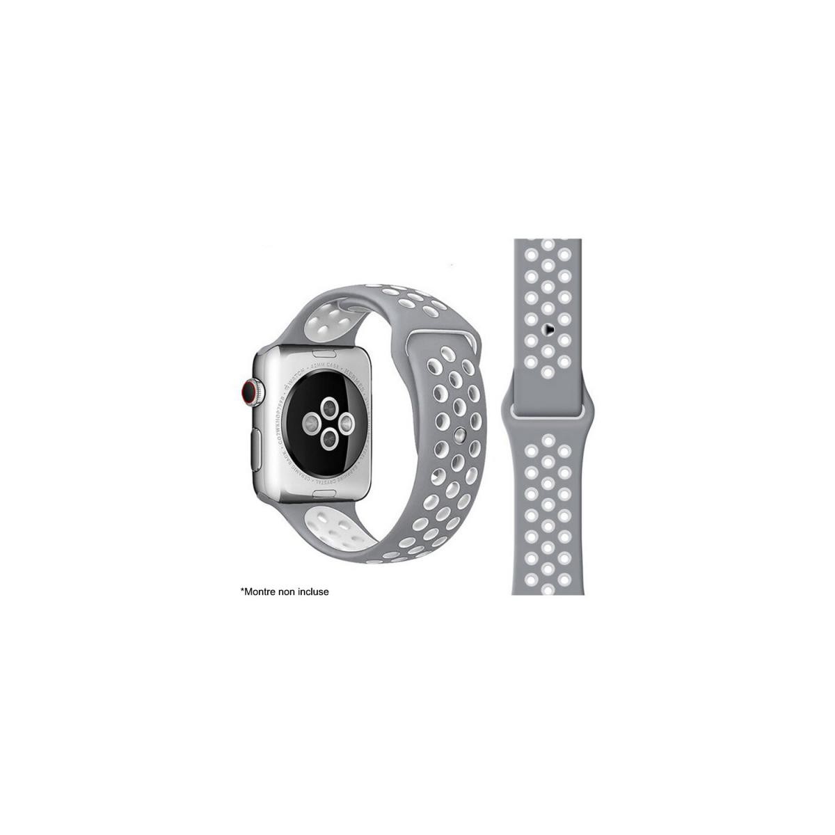 Ibroz - Ibroz Bracelet Apple Watch Sport 40mm gris et blanc - Accessoires Apple Watch