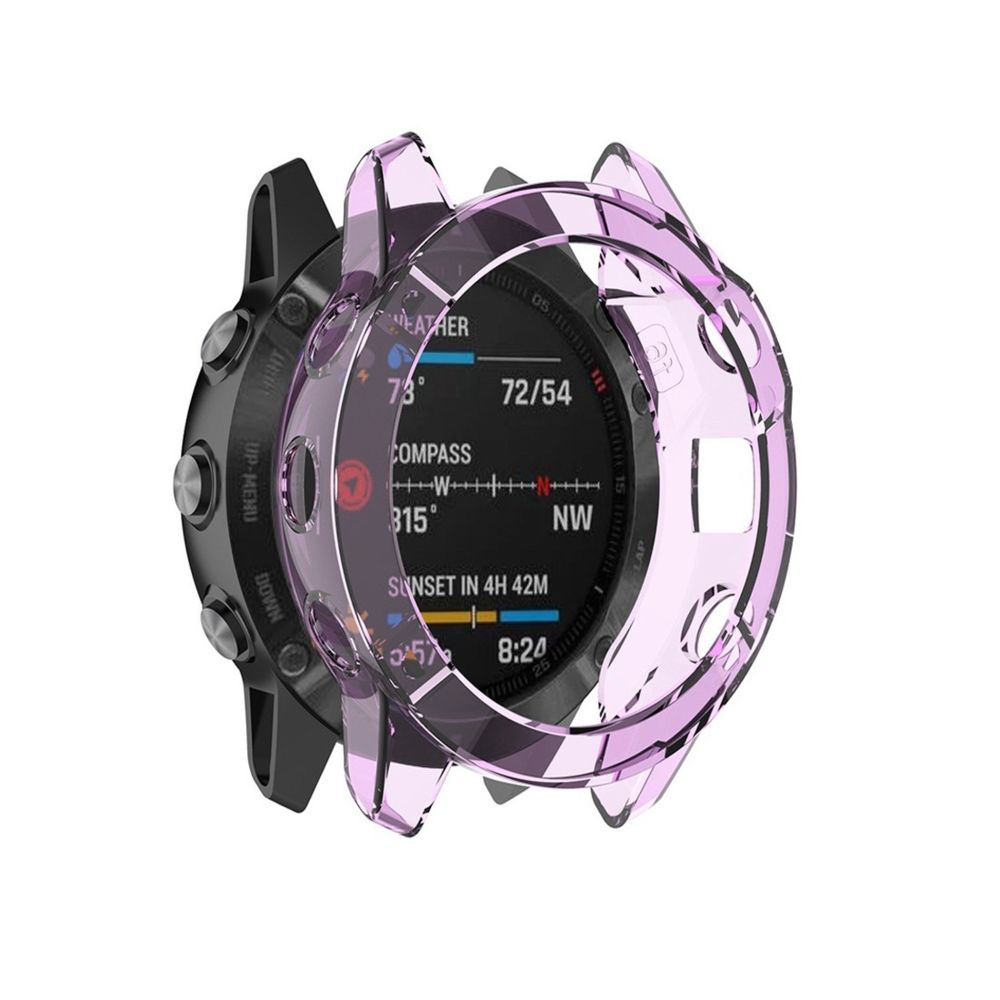 Wewoo - Boîtier de montre Pour Garmin Fenix 6 TPU demi-couverture Smart Watch Protevtice Case violet - Accessoires montres connectées