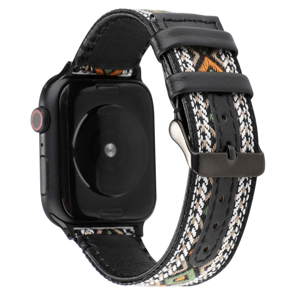 Wewoo - Pour Apple Watch Séries 5 et 4 Bracelet en cuir véritable de style ethnique de 38mm / 3 & 2 & 1 de 38mm Retro - Accessoires montres connectées