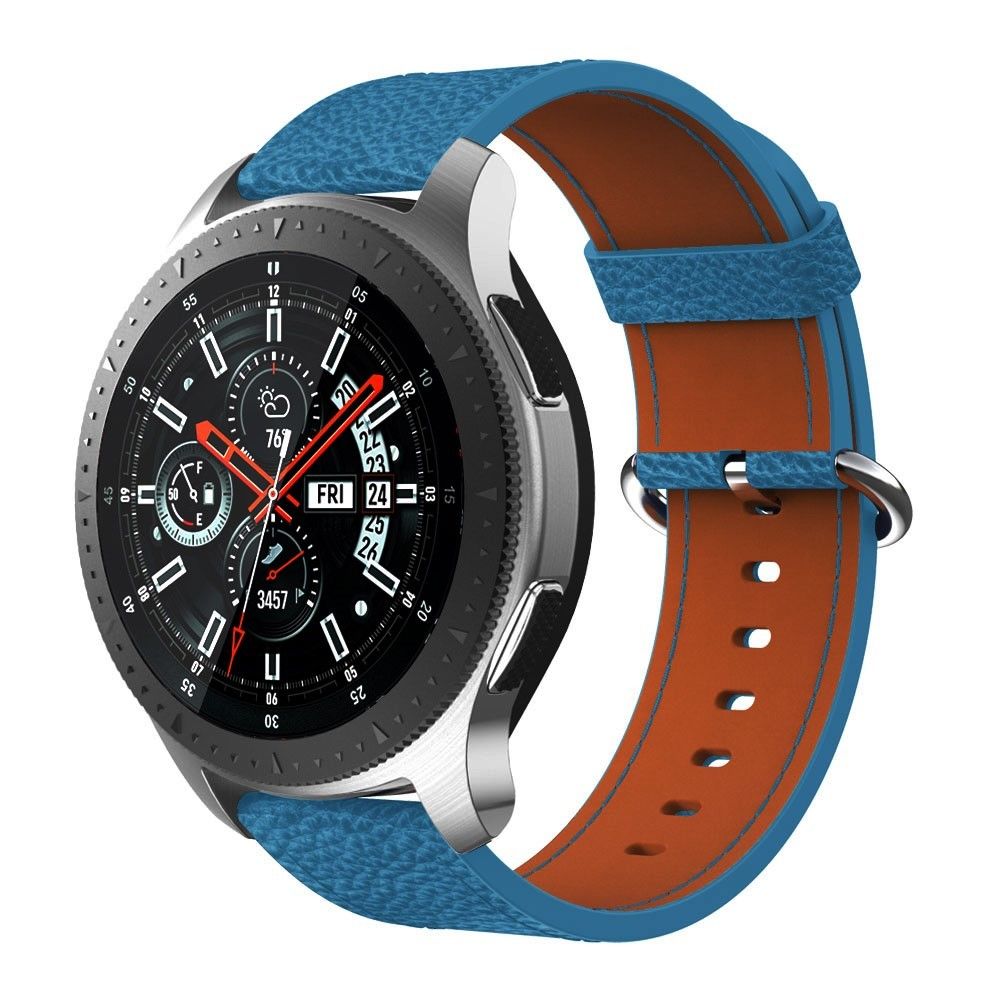 marque generique - Bracelet en cuir véritable boucle classique bleu pour votre Samsung Galaxy Watch 46mm/Gear S3 Classic/S3 Frontier - Accessoires bracelet connecté
