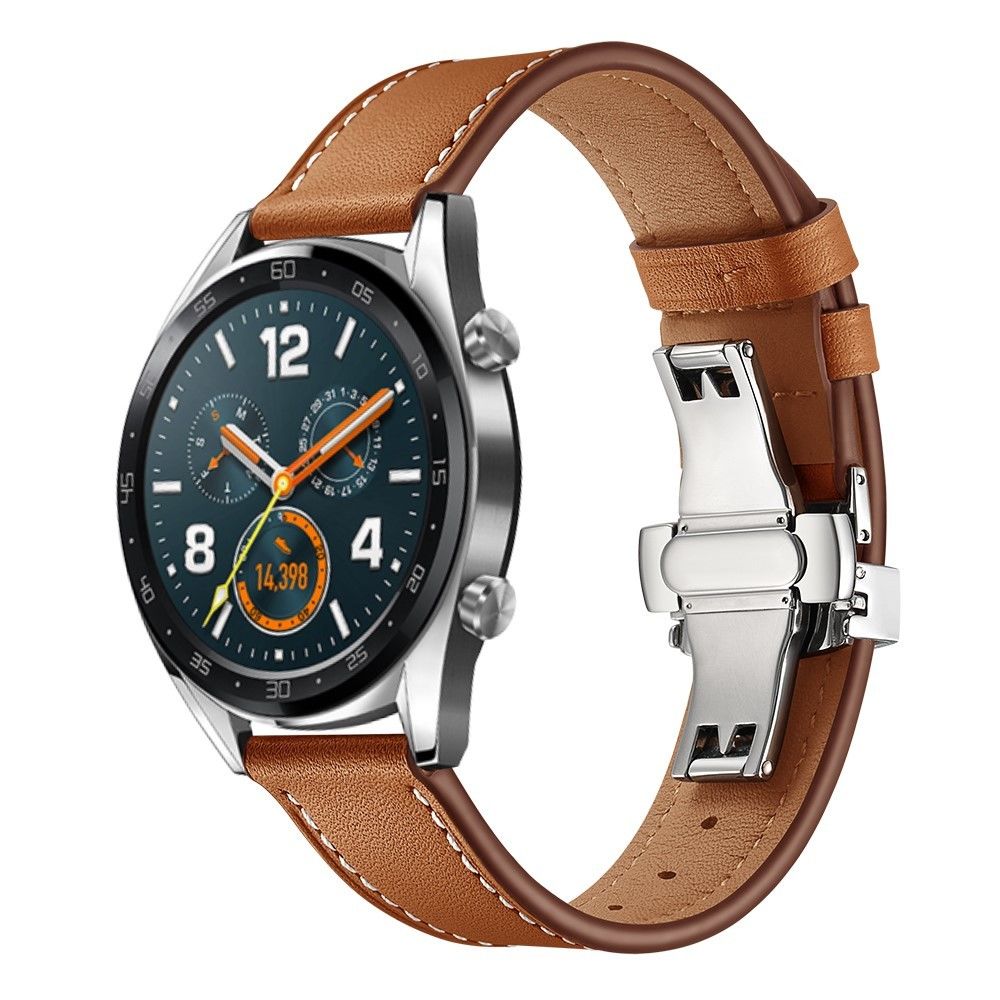marque generique - Bracelet en cuir véritable haute qualité brun argent pour votre Huawei Watch GT/Watch 2/Watch Magic - Accessoires bracelet connecté