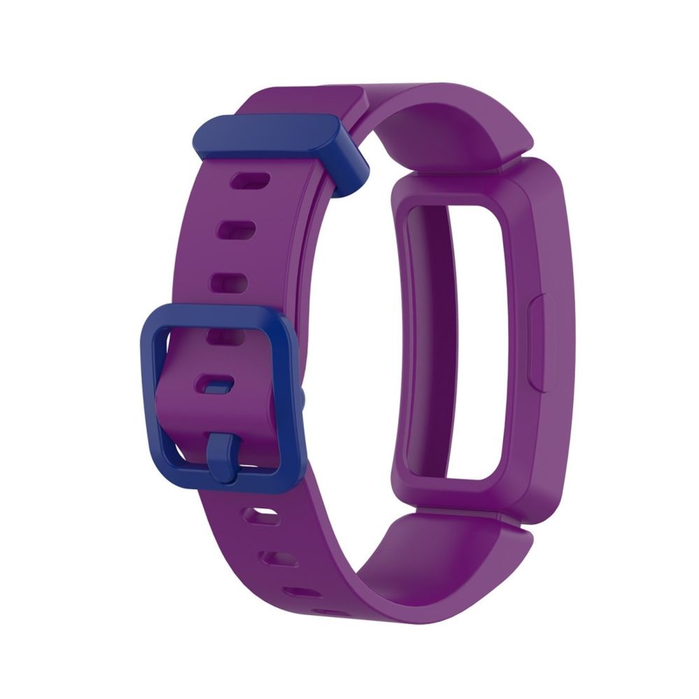 Wewoo - Bracelet pour montre connectée Smartwatch avec en silicone Fitbit Inspire HR violet foncé + boucle bleu - Bracelet connecté