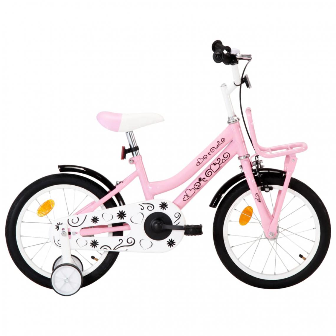 Vidaxl - vidaXL Vélo d'enfant avec porte-bagages avant 16 pouces Blanc et rose - Vélo électrique
